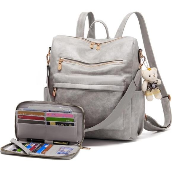 Women Backpack Multipurpose Set 2pcs Light Grey - Picture 1 of 6